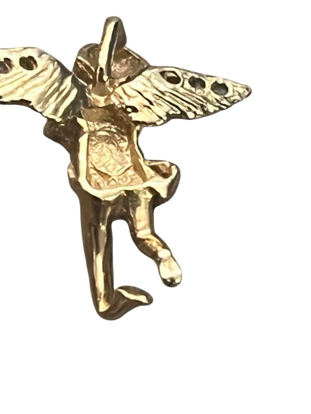 vtg made in Italy 2 gram 14k gold/6Diamond guardian angel pendant sparkly - Picture 4 of 16